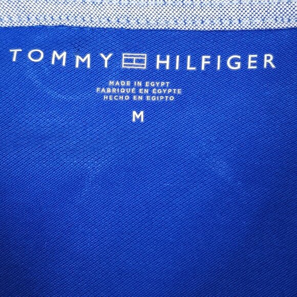 Tommy Hilfiger Mens Blue Polo Shirt Signature Stripe & Button Closure Medium - Picture 3 of 7